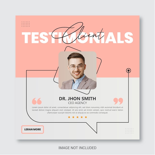 Creative concept feedback and customer testimonial social media post template