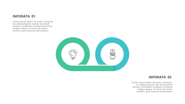 Creative concept for infographic with 2 steps options parts or processes Business data visualization