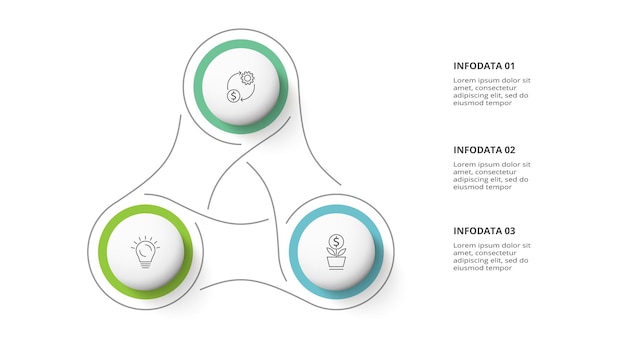 Creative concept for infographic with 3 steps options parts or processes Business data visualization