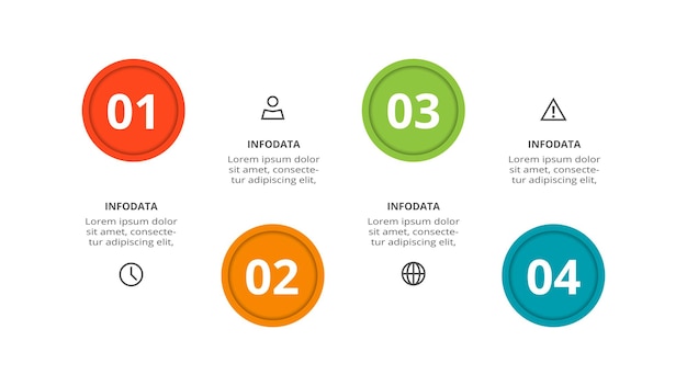 Creative concept for infographic with 4 steps options parts or processes Business data visualization