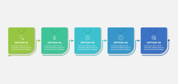 Creative concept for infographic with 5 steps options parts or processes Business data visualization