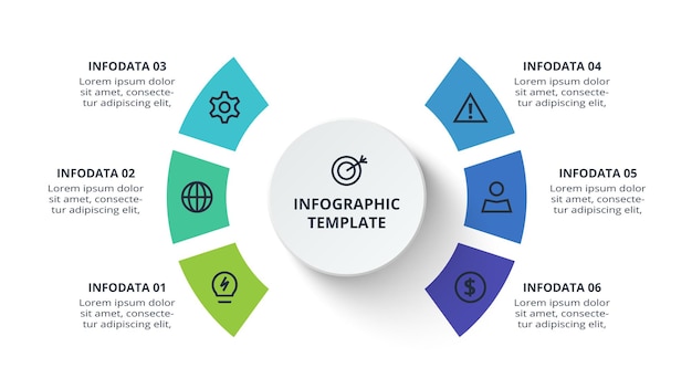 Vector creative concept for infographic with 6 steps options parts or processes business data visualizat