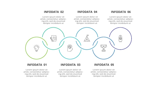 Creative concept for infographic with 6 steps options parts or processes Business data visualization