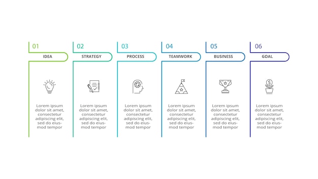 Creative concept for infographic with 6 steps options parts or processes Business data visualization