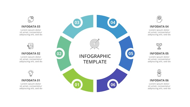 Creative concept for infographic with 6 steps options parts or processes Business data visualization