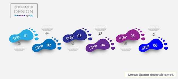 Creative concept for infographic with 6 steps options parts or processes