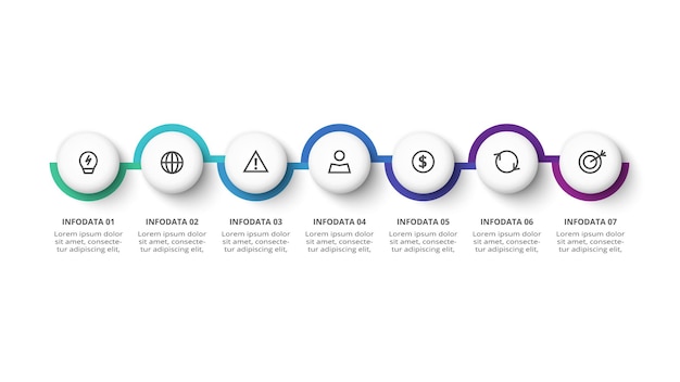 Creative concept for infographic with 7 steps options parts or processes Business data visualization