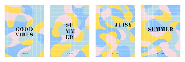 Creative concept of summer bright and juicy cards set