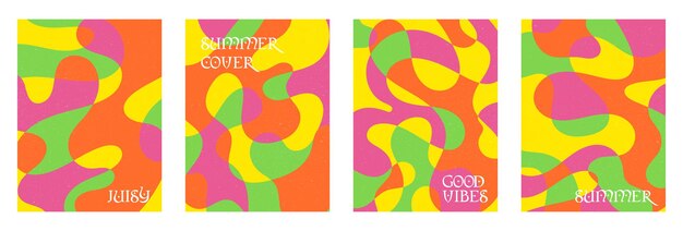 Vector creative concept of summer bright and juicy cards set