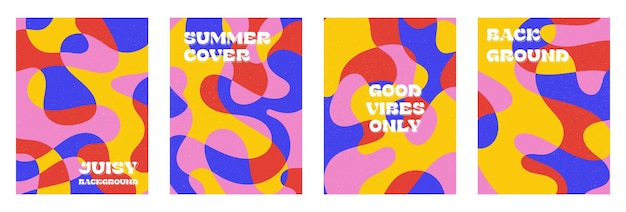 Creative concept of summer bright and juicy cards set