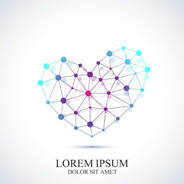 Creative concept vector template design heart icon for medicine science chemistry valentines day