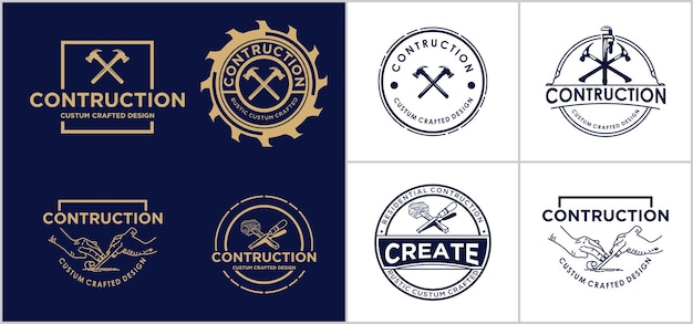 creative contruction logo design template