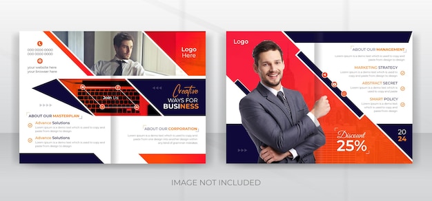 Creative Corporate Business agency bifold brochure cover design or company profile multipage booklet