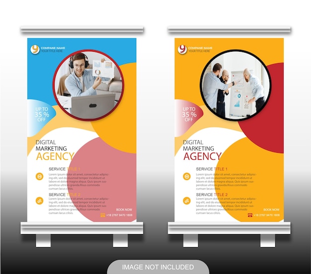 Creative corporate and business colorful roll up banner design template