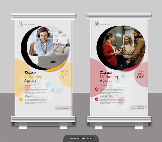 Creative corporate and business colorful roll up banner design template