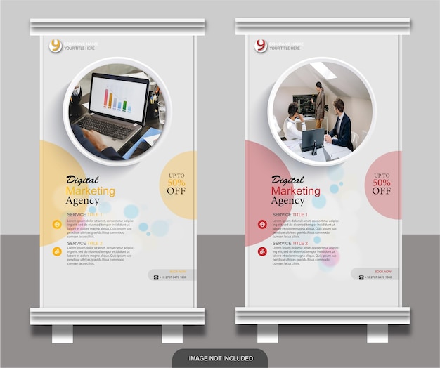 Creative corporate and business colorful roll up banner design template