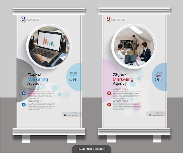 Creative corporate and business colorful roll up banner design template