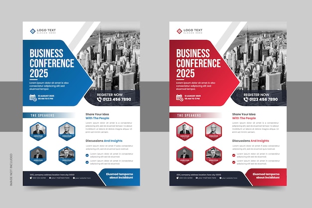 Creative corporate business conference flyer template set or annual business event flyer design