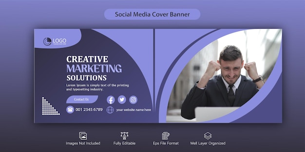 Creative corporate business marketing social media facebook cover banner post design template