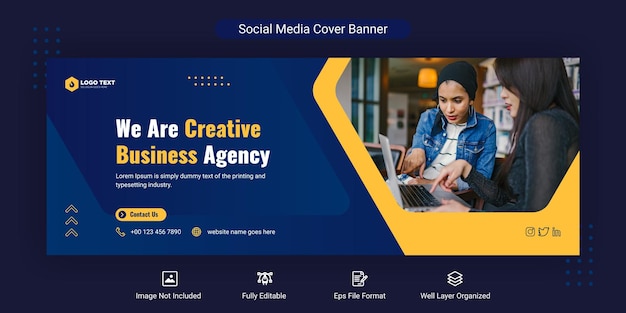 Creative corporate business marketing social media Facebook cover banner post template