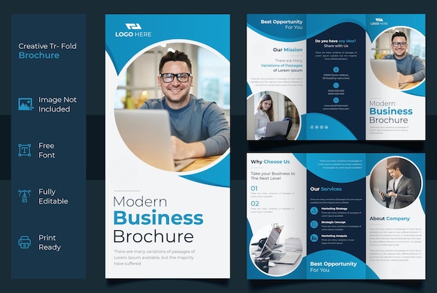 Creative Corporate business trifold brochure design template