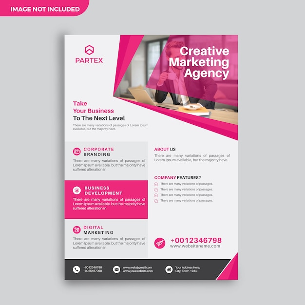 Creative Corporate Flyer Design Template With Purple Shapes