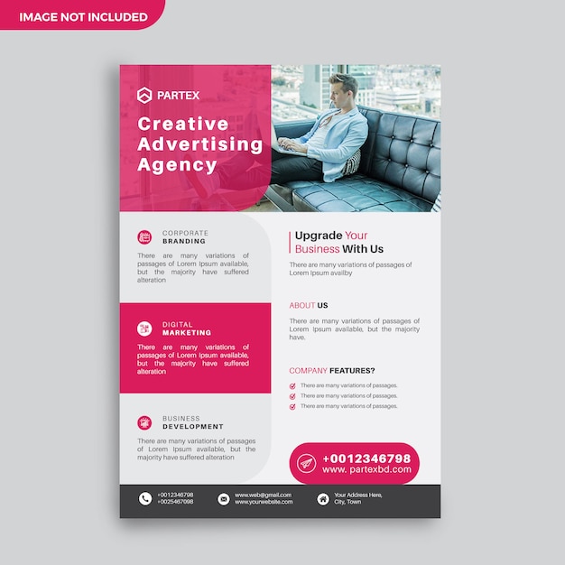 Creative Corporate Flyer Design Template With Red Shapes