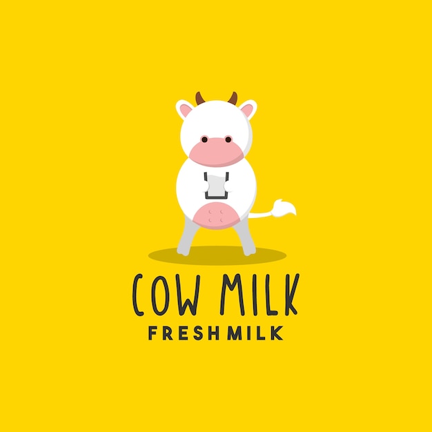 Creative cow milk logo design