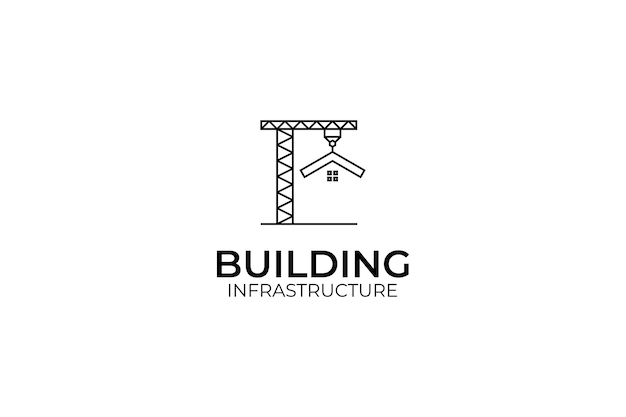 Creative crane with building logo design vector template illustration