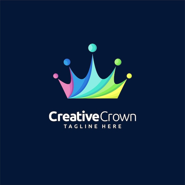 creative crown logo with colorfull concept