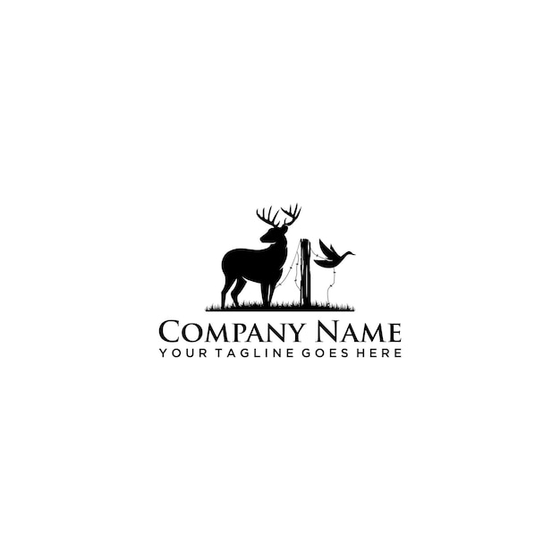 creative deer and bird logo design