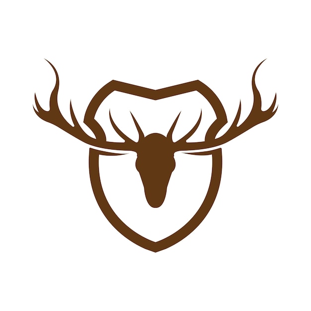 Creative Deer Golden Shield Logo Design Symbol Vector Illustration