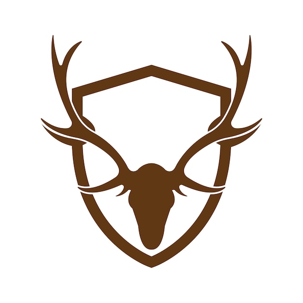 Creative Deer Golden Shield Logo Design Symbol Vector Illustration