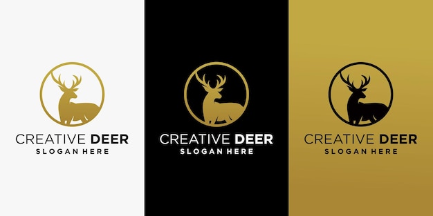 Creative deer logo vector deer logo design with technology line concept