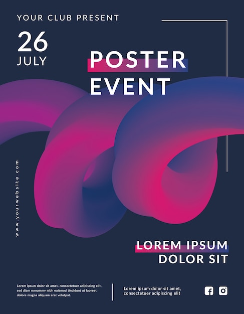 Vector creative design 3d flow shape event poster template