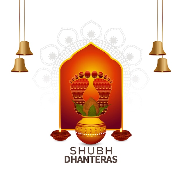 Creative design concept of happy dhanteras greeting card