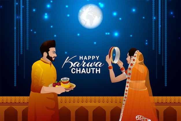 Creative design concept of happy karwa chauth background