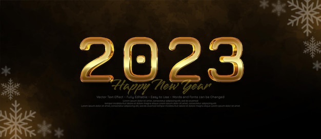 Creative design editable number 2023 gold style effect template