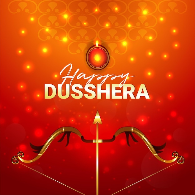 Creative design of happy dussehra celebration card