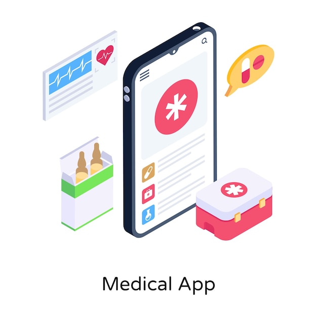 Creative design of medical app 3d illustration