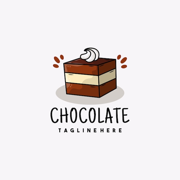 Creative dessert chocolate cake icon logo illustration