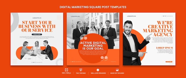 Creative digital business marketing square flyer social media marketing post template set