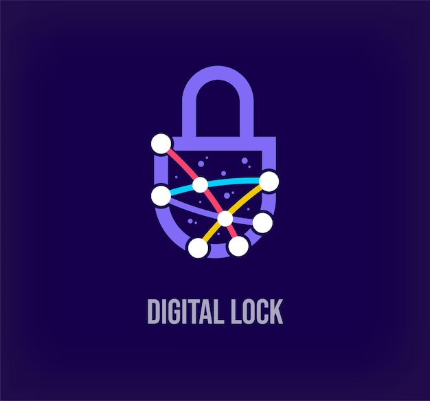 Creative digital lock corporate design Unique color transitions Unique virtual technology