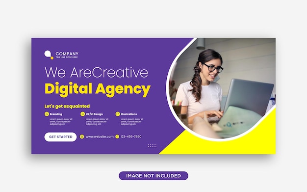 Creative digital marketing agency facebook banner Premium Vector