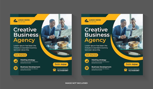 Creative digital marketing agency social media post design with business promotion and corporate square flyer editable template