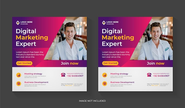 Creative digital marketing agency social media post design with business promotion and square flyer template