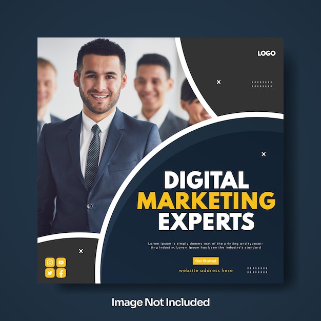 Creative Digital Marketing Experts Banner and Social Media Post Template Illustration