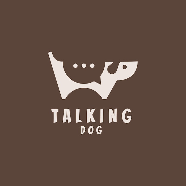 Creative Dog Chat Talking Negative Space Logo Design