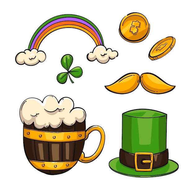 Vector creative drawn st. patrick's day elements set