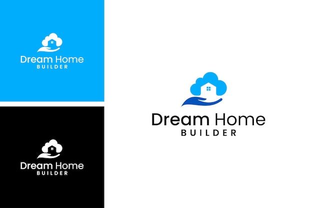 Creative Dream Home Logo With Cloud and House Vector Design